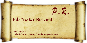 Pászka Roland névjegykártya